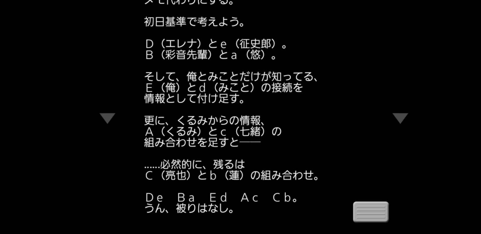 竹井和馬が推測した囚人側と看守側の部屋の組み合わせ